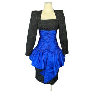 Vintage LIANCARLO 80s Couture Jacquard Silk Long Sleeve 6/8